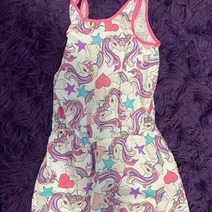 Pink unicorn romper.